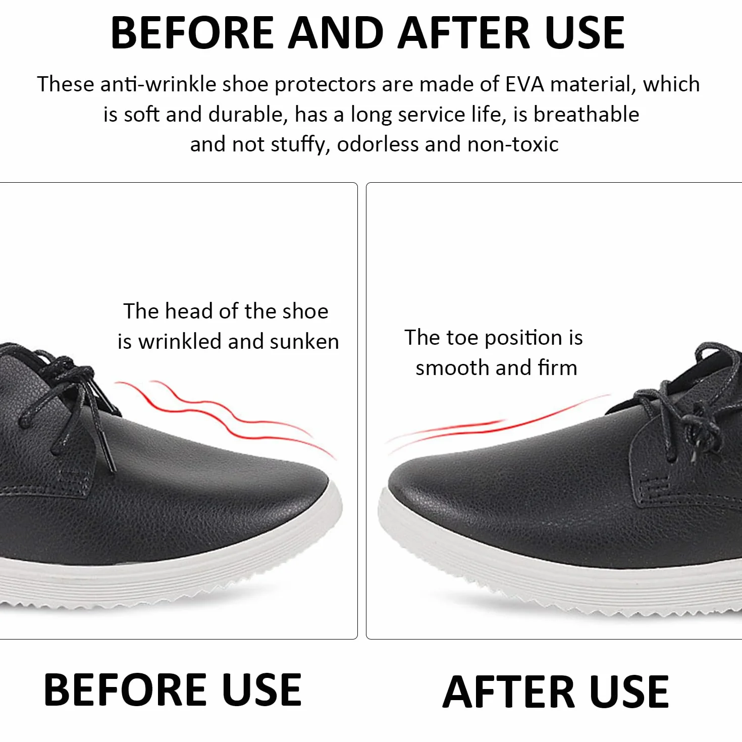 6 pares de protector de zapato y antiarruga, accesorios suaves para botas y zapatos, protección antiarrugas, negro