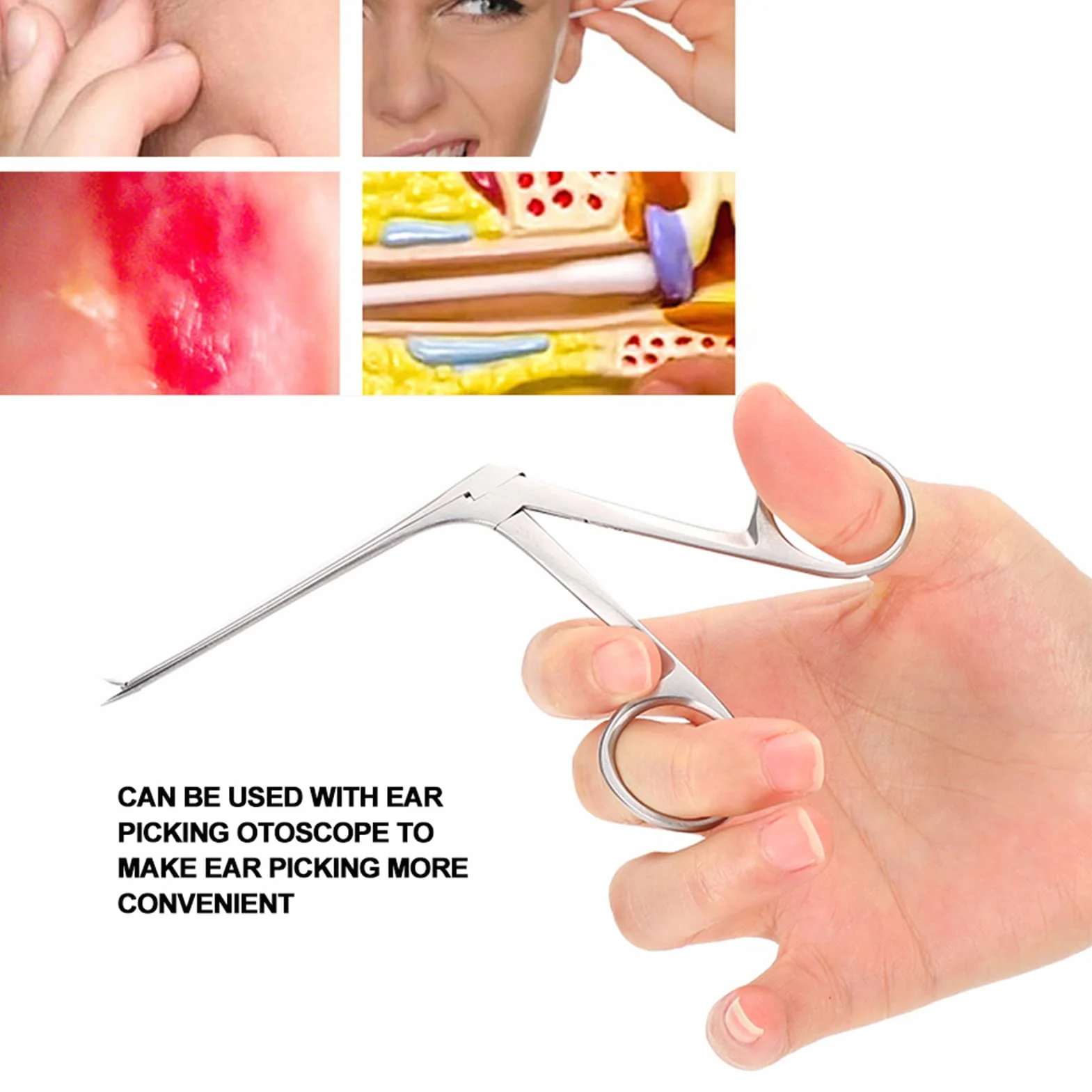Agatige Pinzas Para Limpiar Los Oídos 3 En 1 Acero Inoxidable Portátil Herramienta Para Quitar Cera