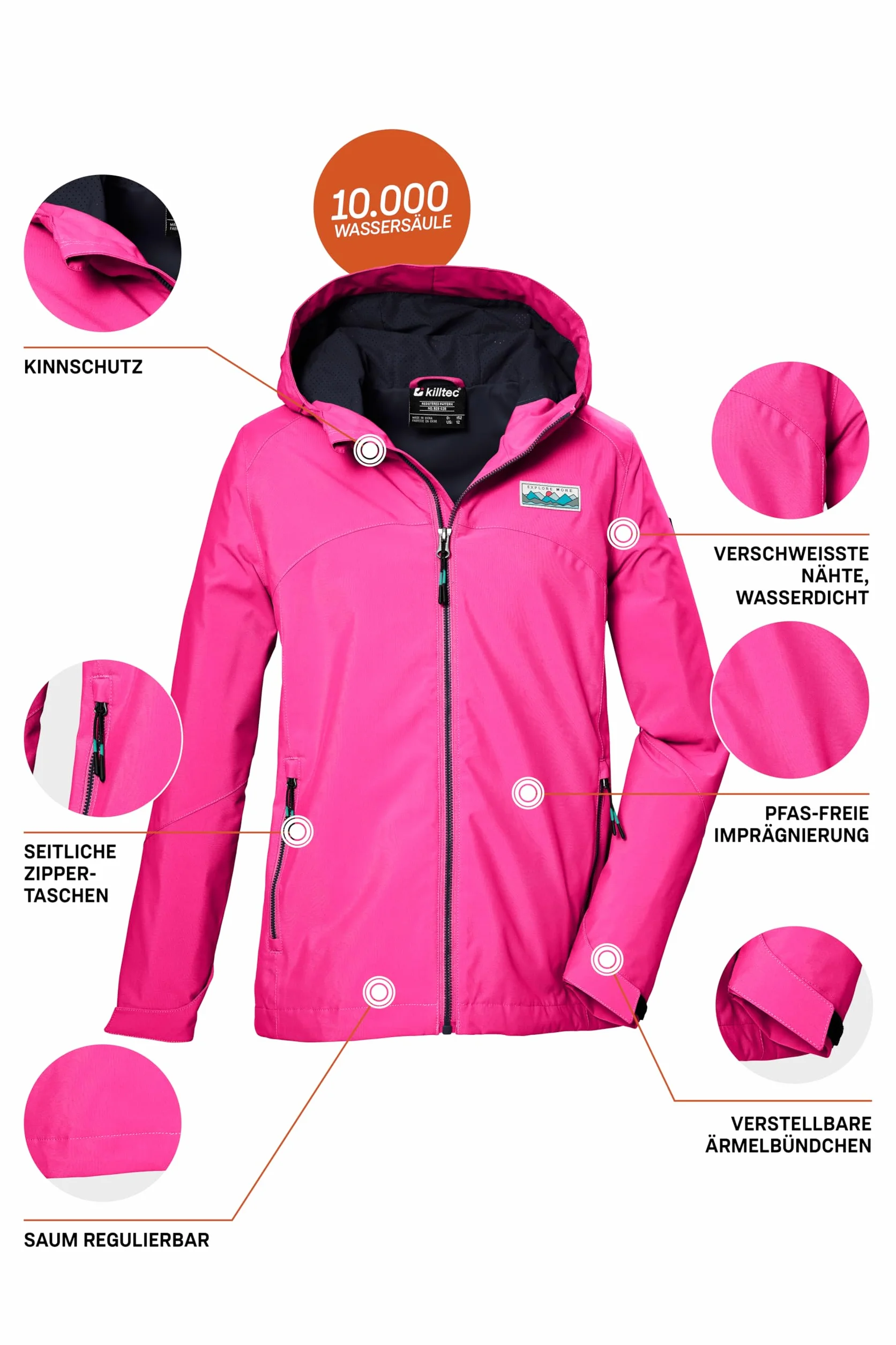 Killtec Kos 146 Grls Jckt Chaqueta funcional impermeable/chaqueta impermeable con capucha Niñas