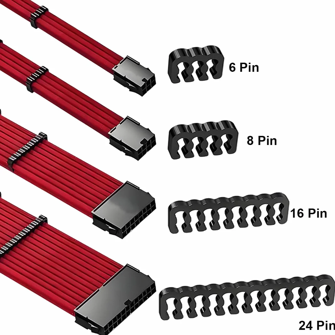 Peine para cables de PC Kit 32 piezas Gestión de cables PSU modular 12+4P 16P 24P 8P 6P 4P