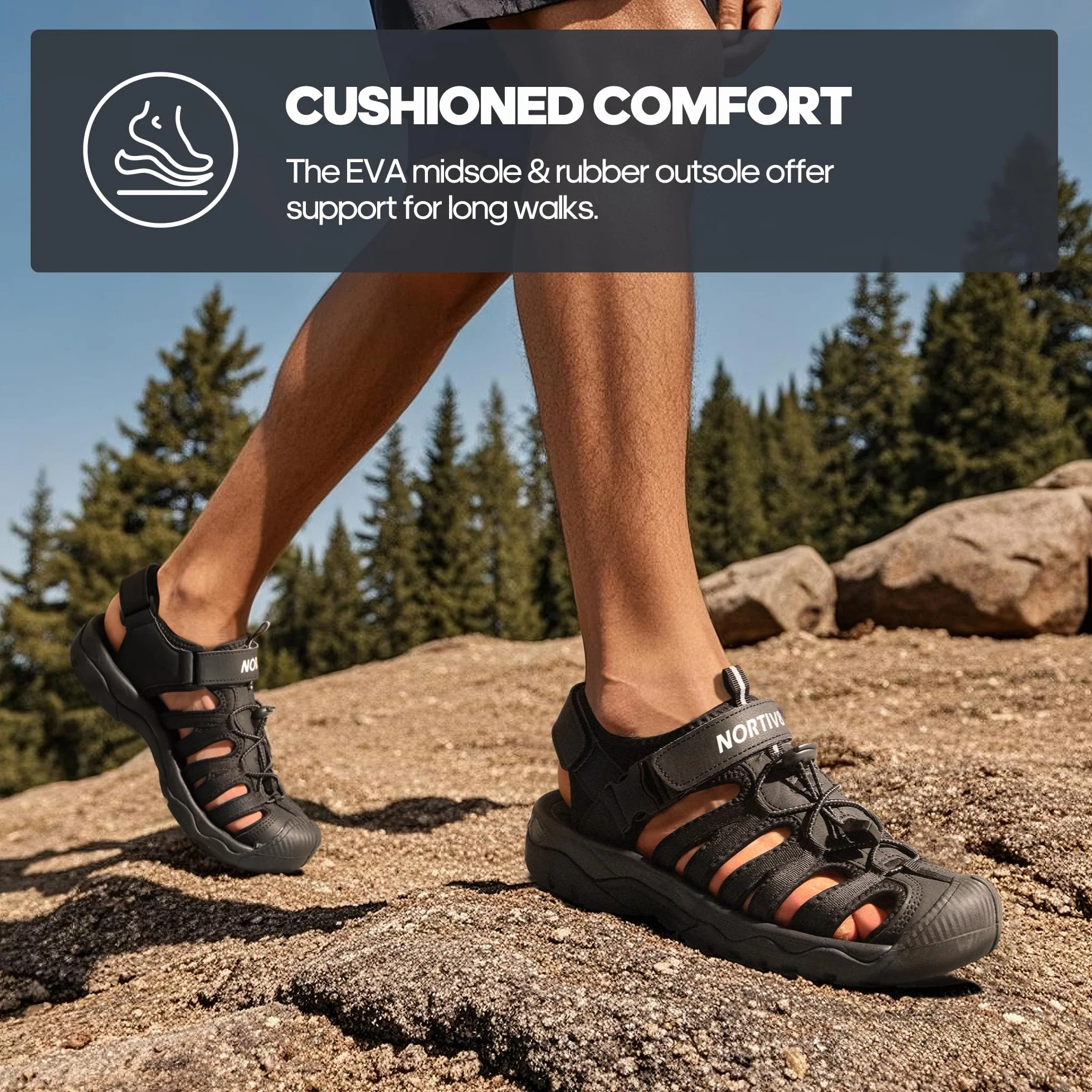 NORTIV 8 Sandalias Deportivas Antideslizantes para Hombre Zapatos Trekking Playa Verano