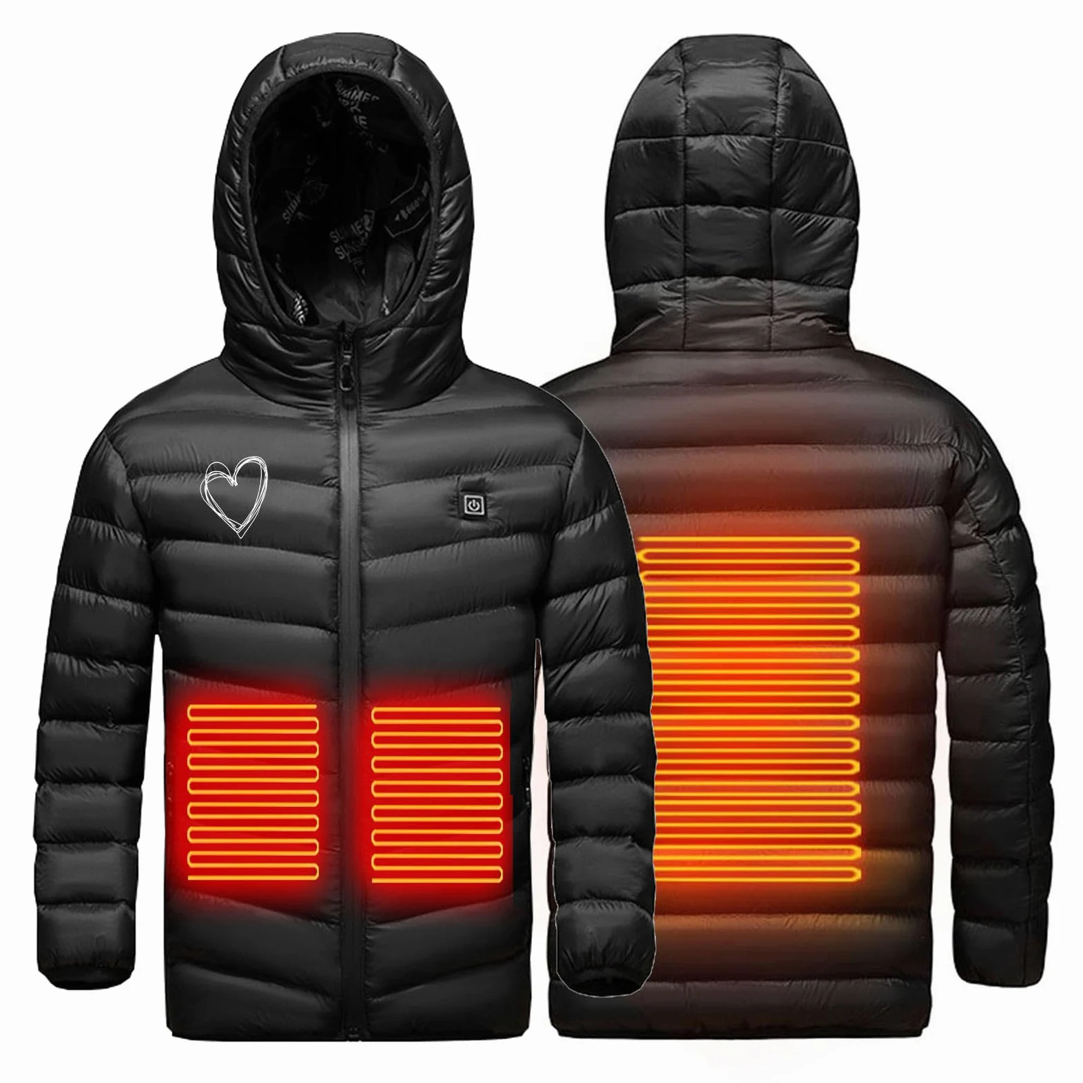 Chaqueta Calentada Niños Niñas Chaqueta de Plumas Calefactable Chaleco Calefacción Inteligente Calefactor 3 Zonas Acampar Actividades al Aire Libre para Invierno al Aire Libre, Esquí, Camping