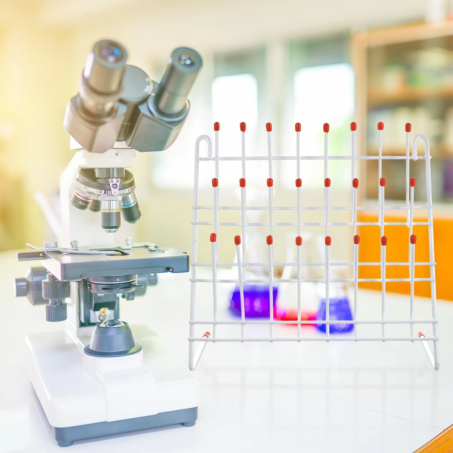 MAGICLULU Escurridor de Laboratorio Metálico 24 para Secado de Tubos y Cristalería