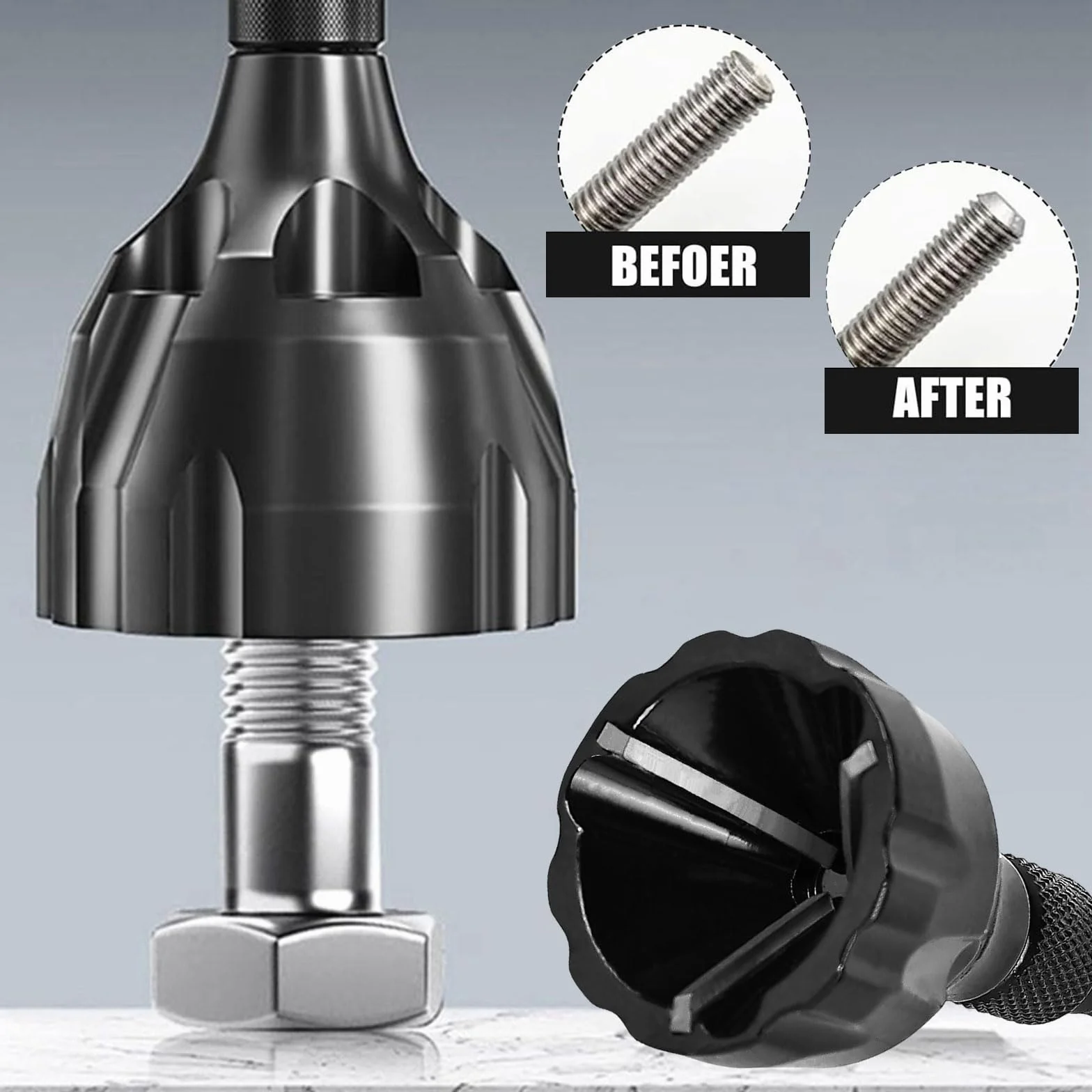 Herramienta de Chaflán Externo, Desbarbador de Pernos 3-20 mm, Acero Inoxidable Negro