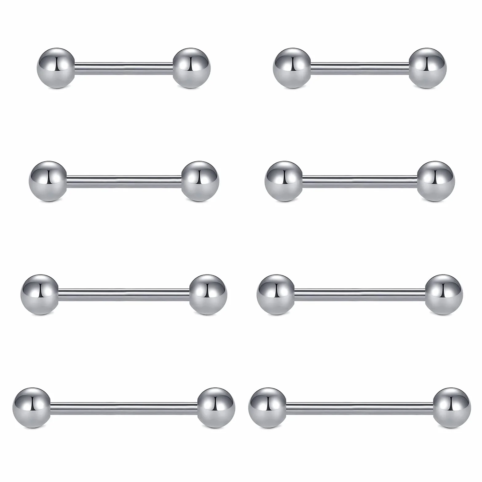 FECTAS 5 unids 14 G Acero quirúrgico pezón Piercing Lengua Bar Set Body Piercing Joyería 12/14/16/18mm