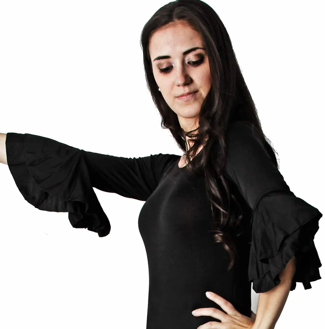 Gojoy shop- Falda Profesional de Lunares para Baile Danza Flamenco o Sevillanas para Mujer con 3 Volantes