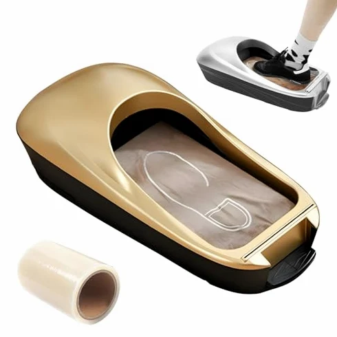 Dispensador automático de la cubierta del zapato, máquina de la película impermeable desechable accionada por el pedal manual para la oficina en casa, incluye el rollo del PE del recuento 500, solució