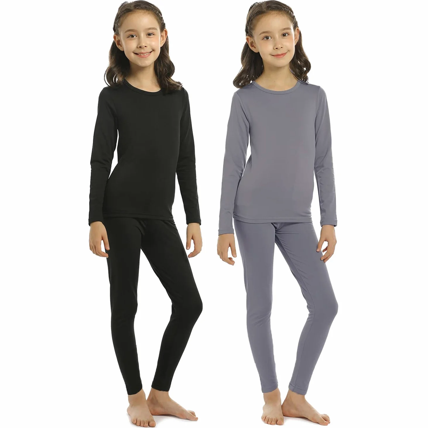 ViCherub Conjunto de ropa interior térmica para niñas, pantalones largos con forro polar, capa base superior e inferior, térmicas frías de invierno