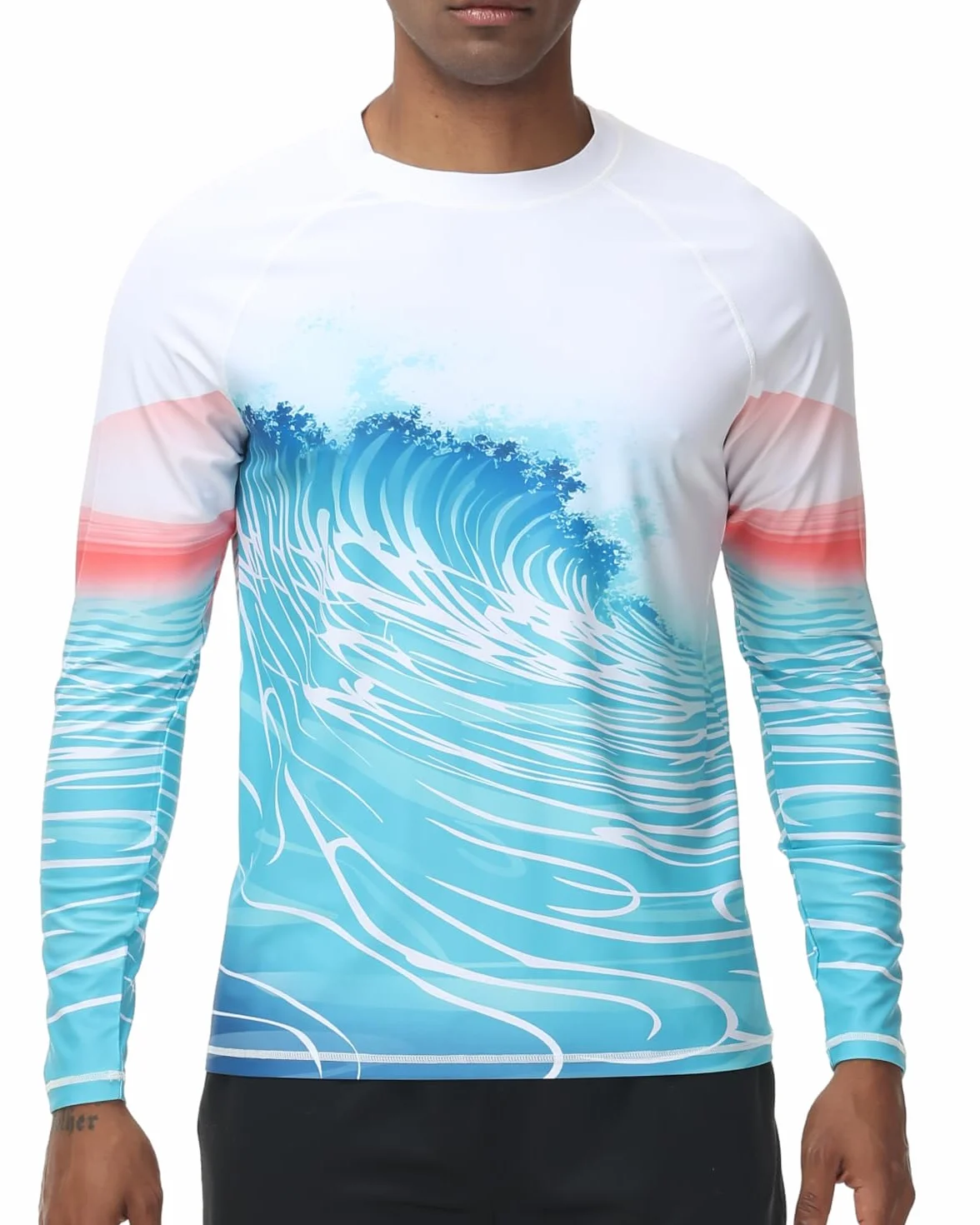 VAYAGER Camisetas de baño para Hombre UPF 50+ Rash Guard Manga Larga Protección UV Pesca