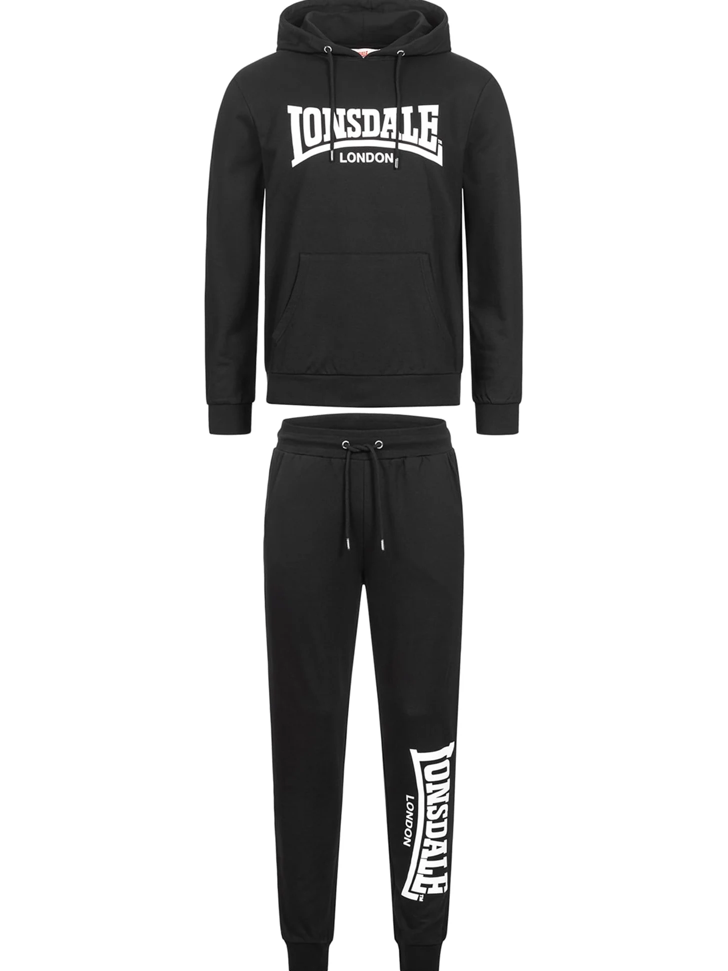 Lonsdale London Cloudy Hombre chándal Negro 80% algodón, 20% poliéster