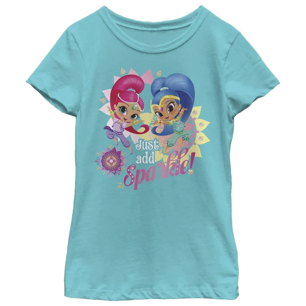 Nickelodeon Shimmer and Shine Just Add Sparkle Girls Short Sleeve tee Shirt Camiseta para Niñas