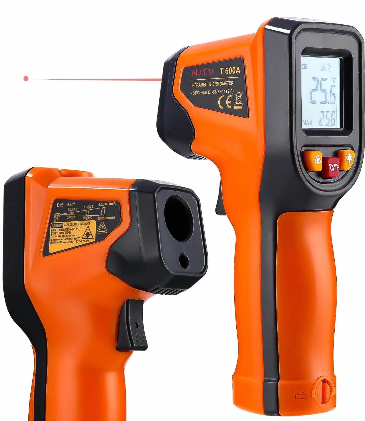 Termómetro Infrarrojo Digital -50℃~600℃ Pistola Temperatura Láser Sin Contacto con Pantalla LCD