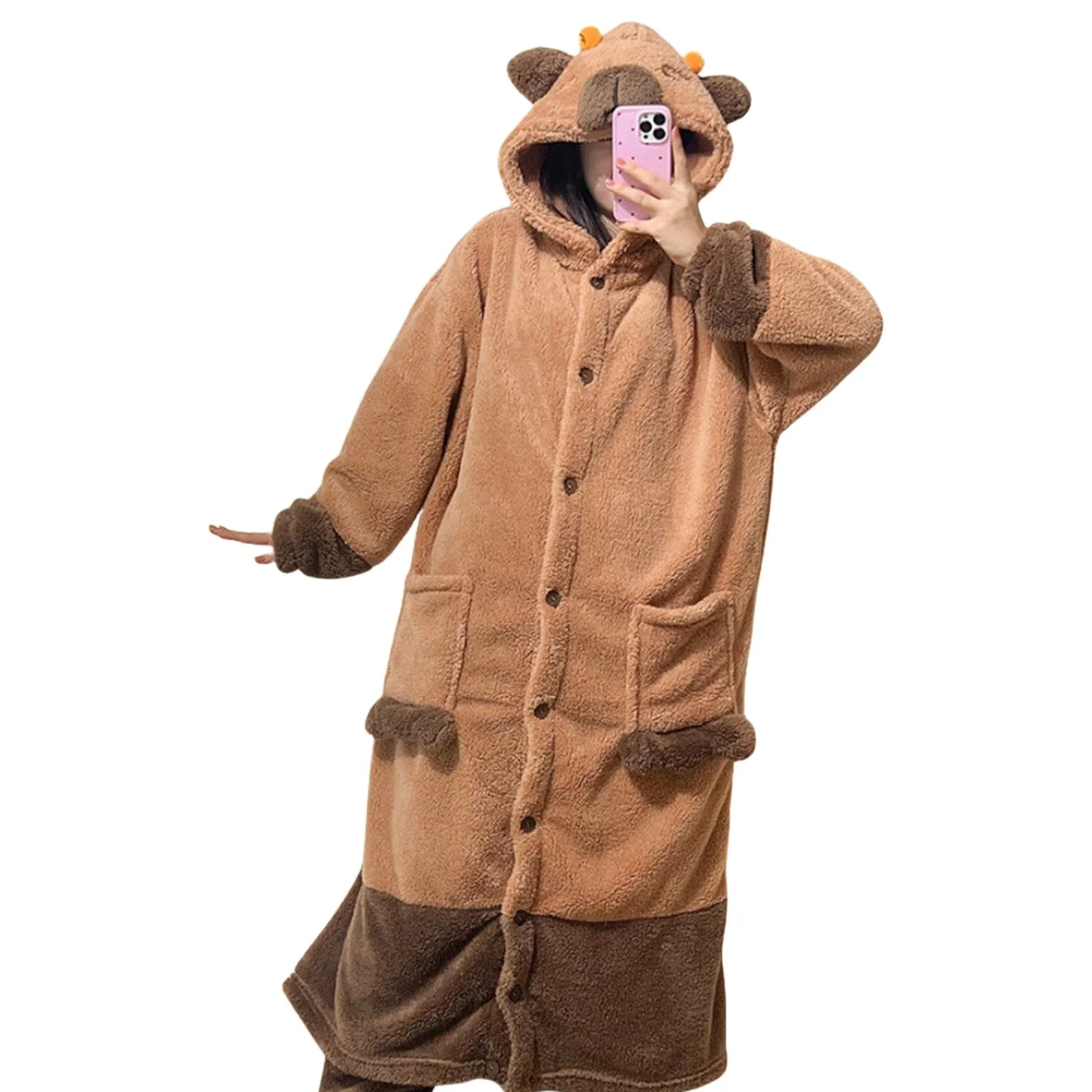 JINGLING Pijama Capybara Onesie,Capybara Onesie | Pijamas de una pieza Capybara Onesie Traje Capybara adulto portátil - Pijamas animales Pijamas Capybara ropa de dormir, ropa de dormir