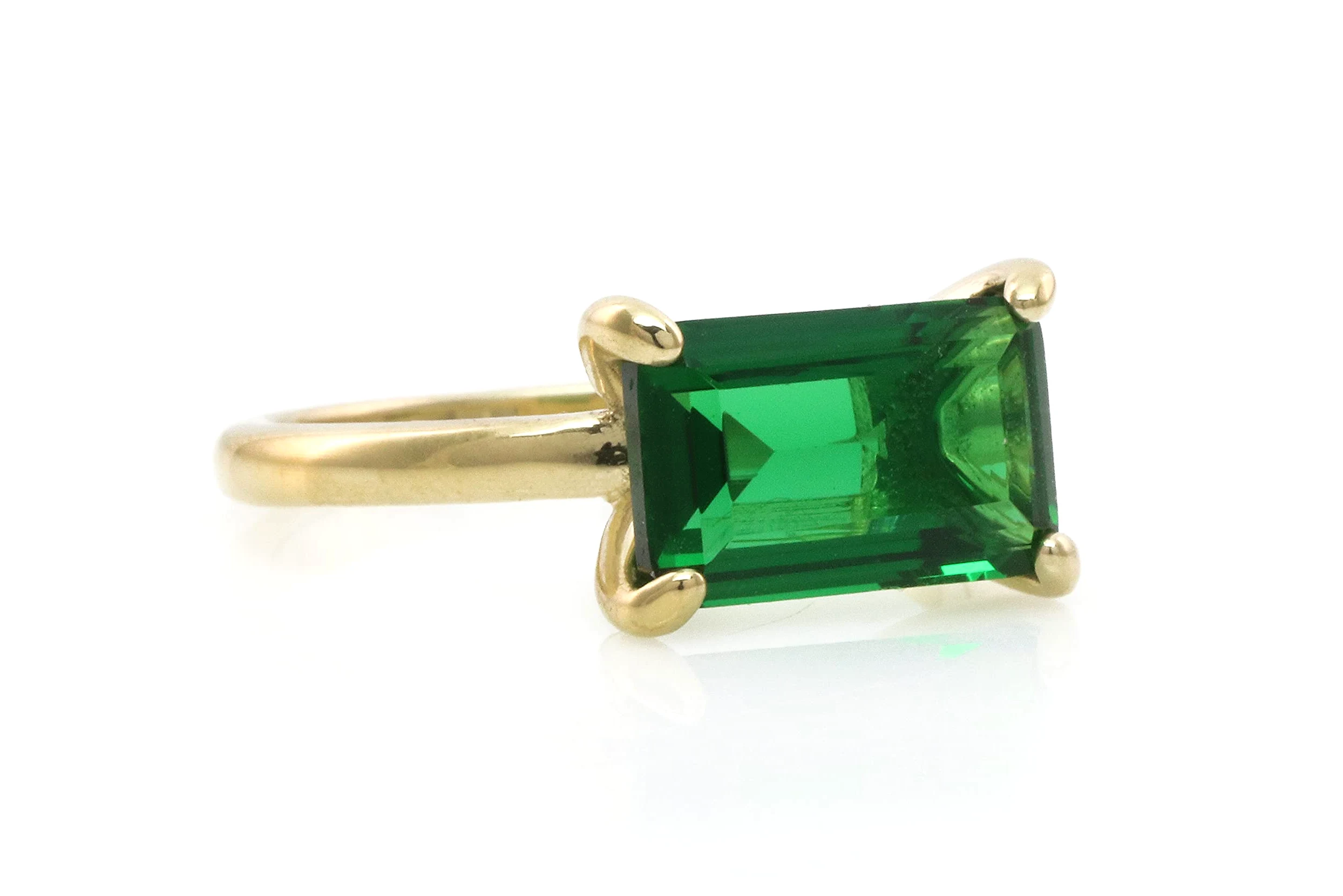 Anillo de Oro Esmeralda - Anillo de Compromiso Minimalista con Piedra Preciosa, Anillo de Moda, Anillo de Aniversario - Joyería de Damas hecha a mano - Personalizable con Grabado - con Caja de Firma