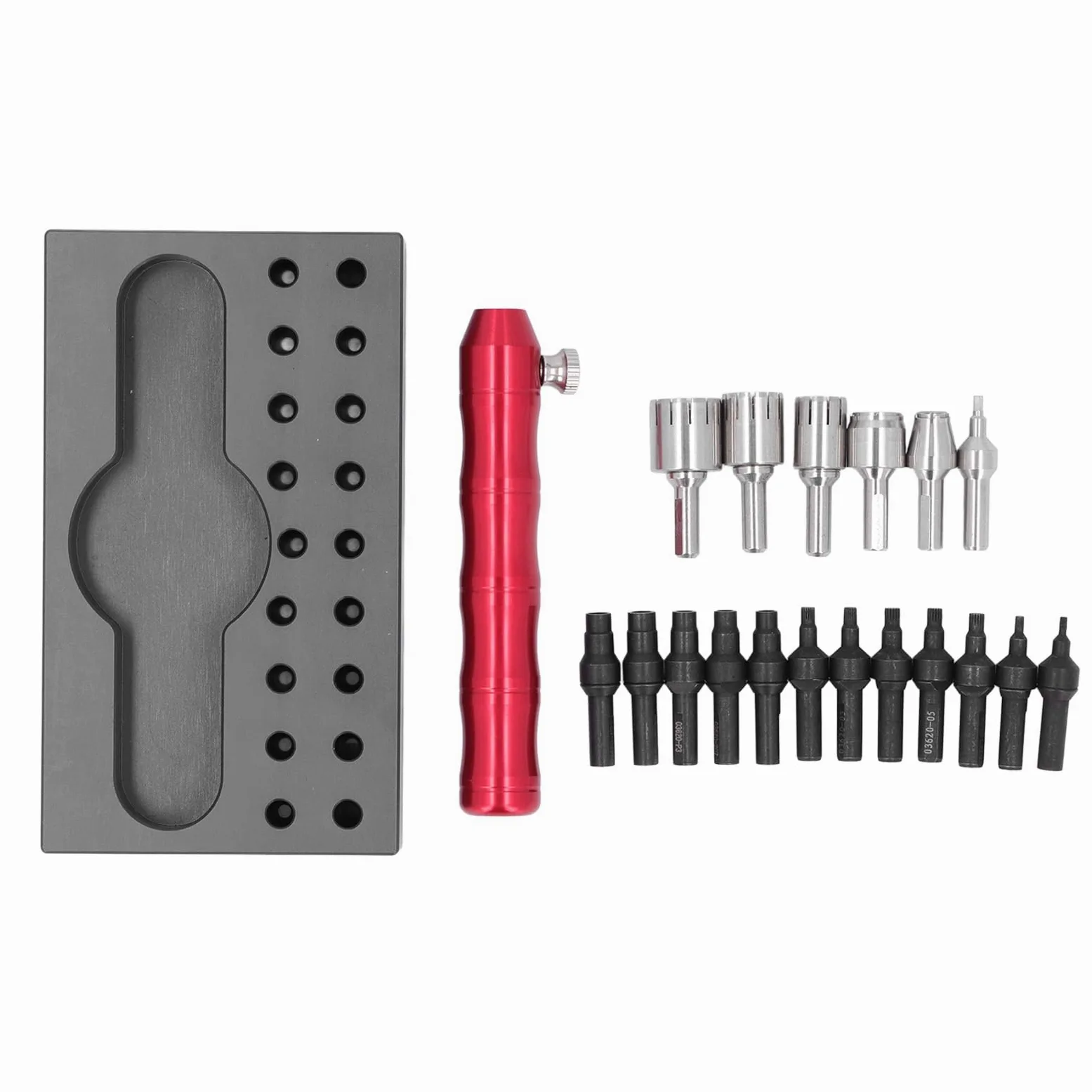 Herramienta de Extracción de Tubo de de Reloj, Herramientas de Reparación Prácticas de Acero de Aleación Portátil para Relojeros, Rojo y Negro
