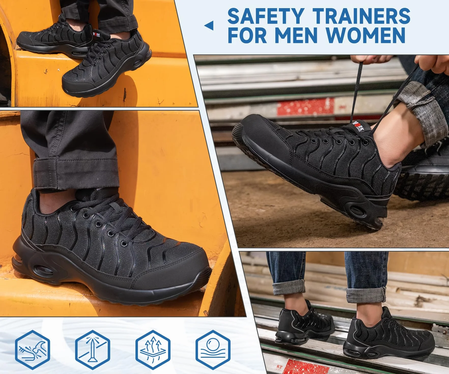 LARNMERN Zapatos de Seguridad con Puntera de Acero 35-51EU Resistente a la Perforación Ligero Hombre Mujer