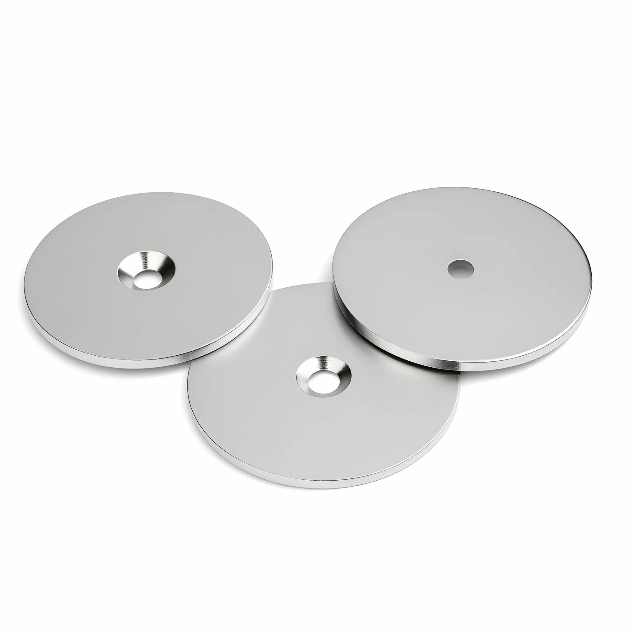 Disco metálico Ø 40 mm x 3 mm con taladro avellanado - Contrapieza para imanes, 10 piezas