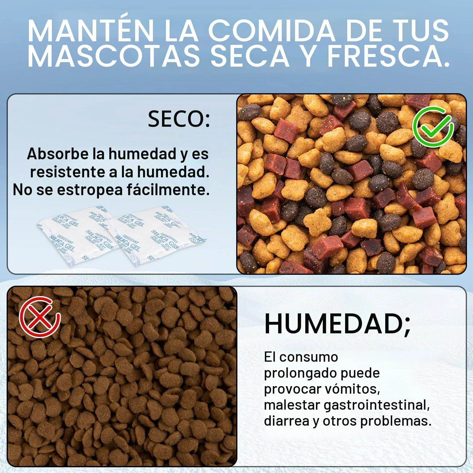 Desecante de Gel de Sílice 12 Unidades, Bolsa Desecante para Alimentadores Automáticos para Gatos
