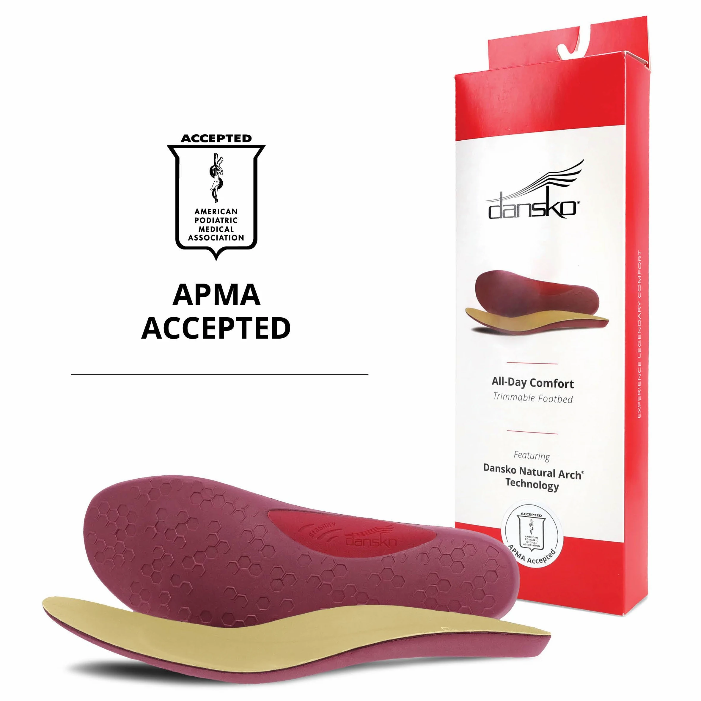 Dansko Plantilla cómoda para todo el día recortable para mujer con tecnología Dansko Natural Arch – EVA ligera para flexibilidad y suavidad, estabilizador de arco para apoyo durante todo el día