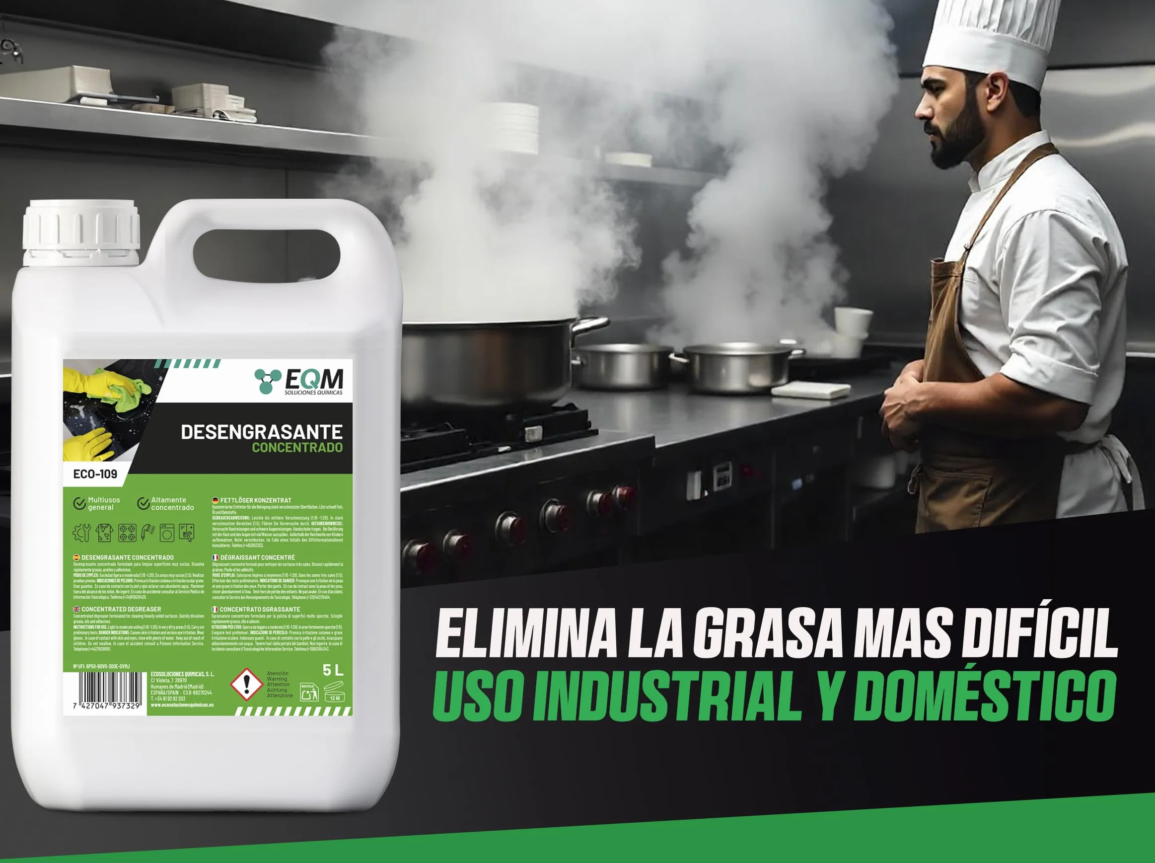 EQM ECO-109 Desengrasante Concentrado 5L Quitagrasas Alta Eficacia