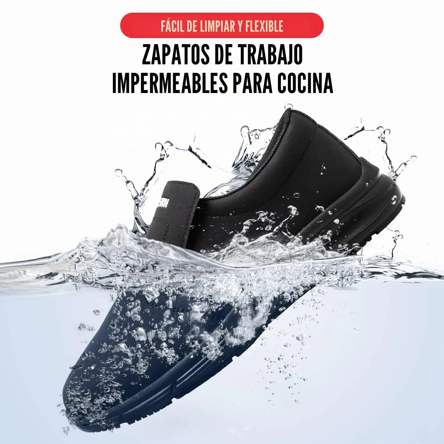 LARNMERN Zapatos Cocina Slip-On Hombre Anti-Deslizante Zapatillas Zapatos de Trabajo Impermeable Calzado Chef Hostelería sin Puntera