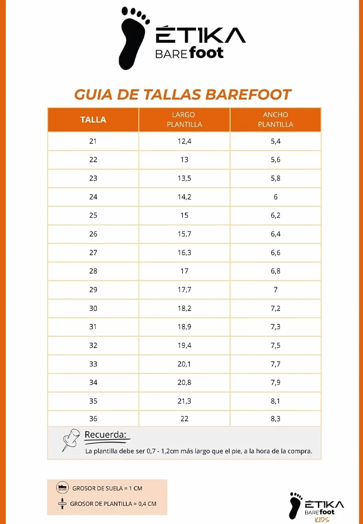 Zapatillas Barefoot Etika Kids para Niño, Calzado Respetuoso Flexible con Puntera Ancha y Autocierre