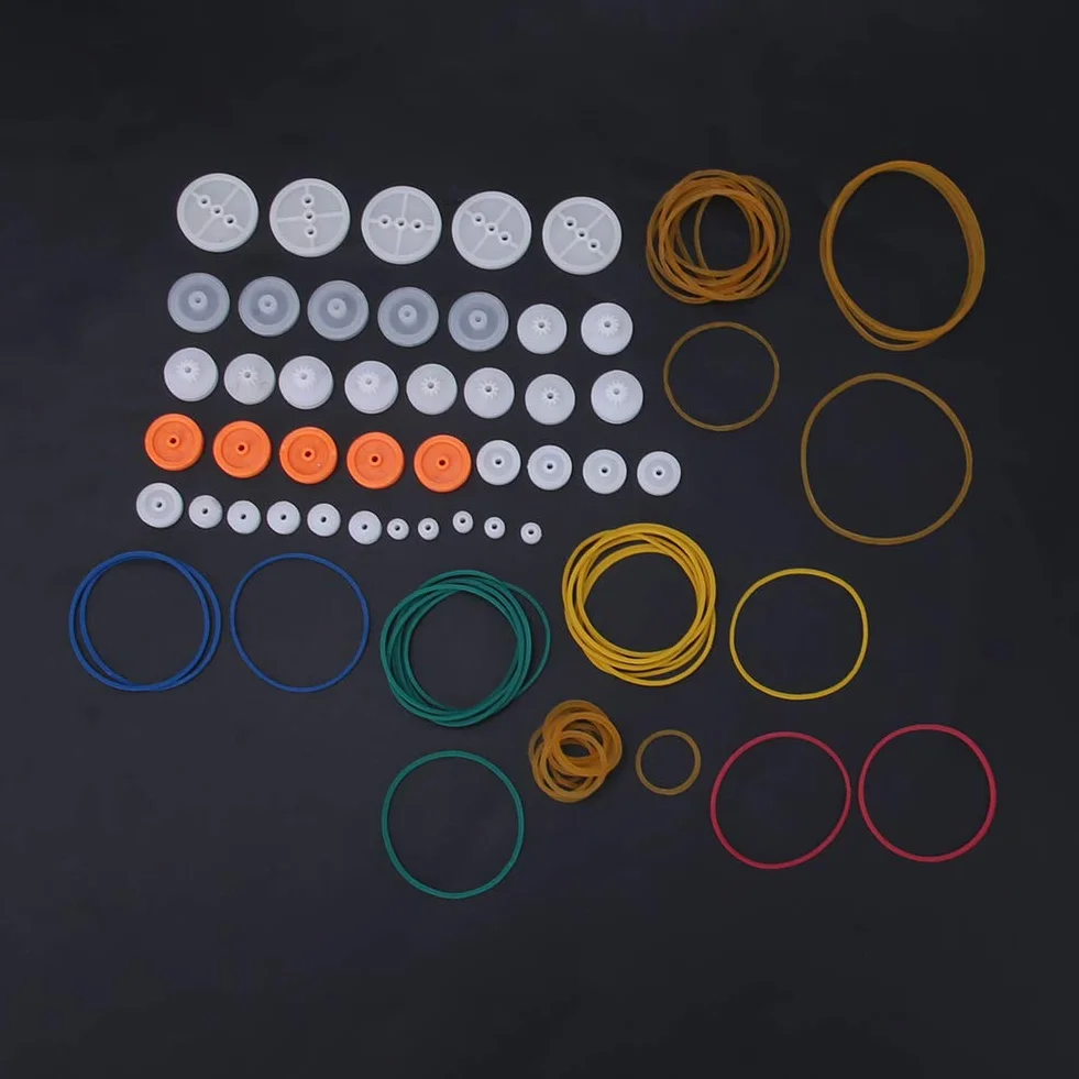 Juego de Engranajes de Polea de Correa de Plástico 84 Uds 2mm para Modelo de Juguete DIY