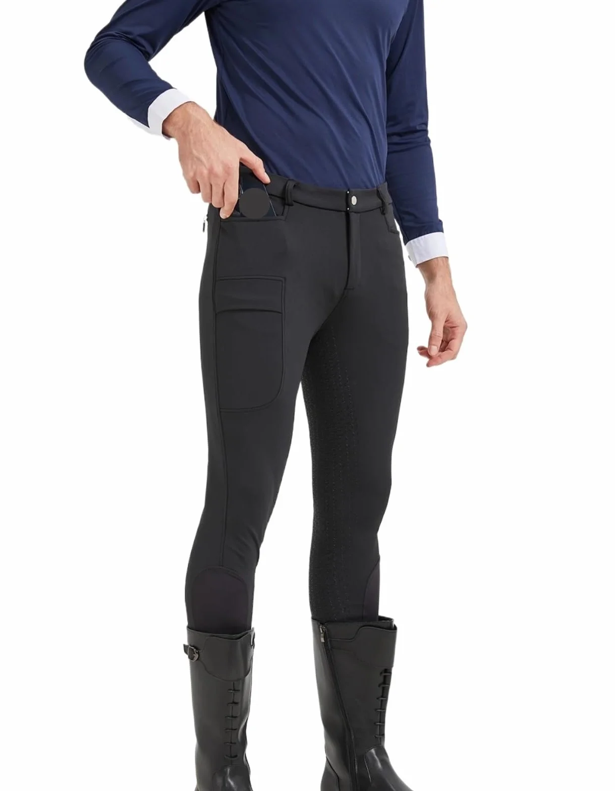Pantalones Montar a Caballo Mujer Pantalones ecuestres Profesionales for Hombre, de Silicona, elásticos y Secado rápido(Black,S)