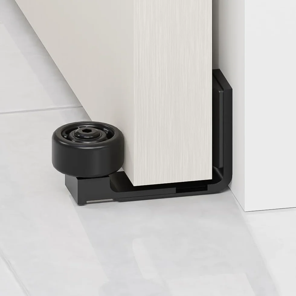 CCJH Guía de suelo ajustable para puerta corredera, soporte inferior, grosor 2,5-6 cm, negro