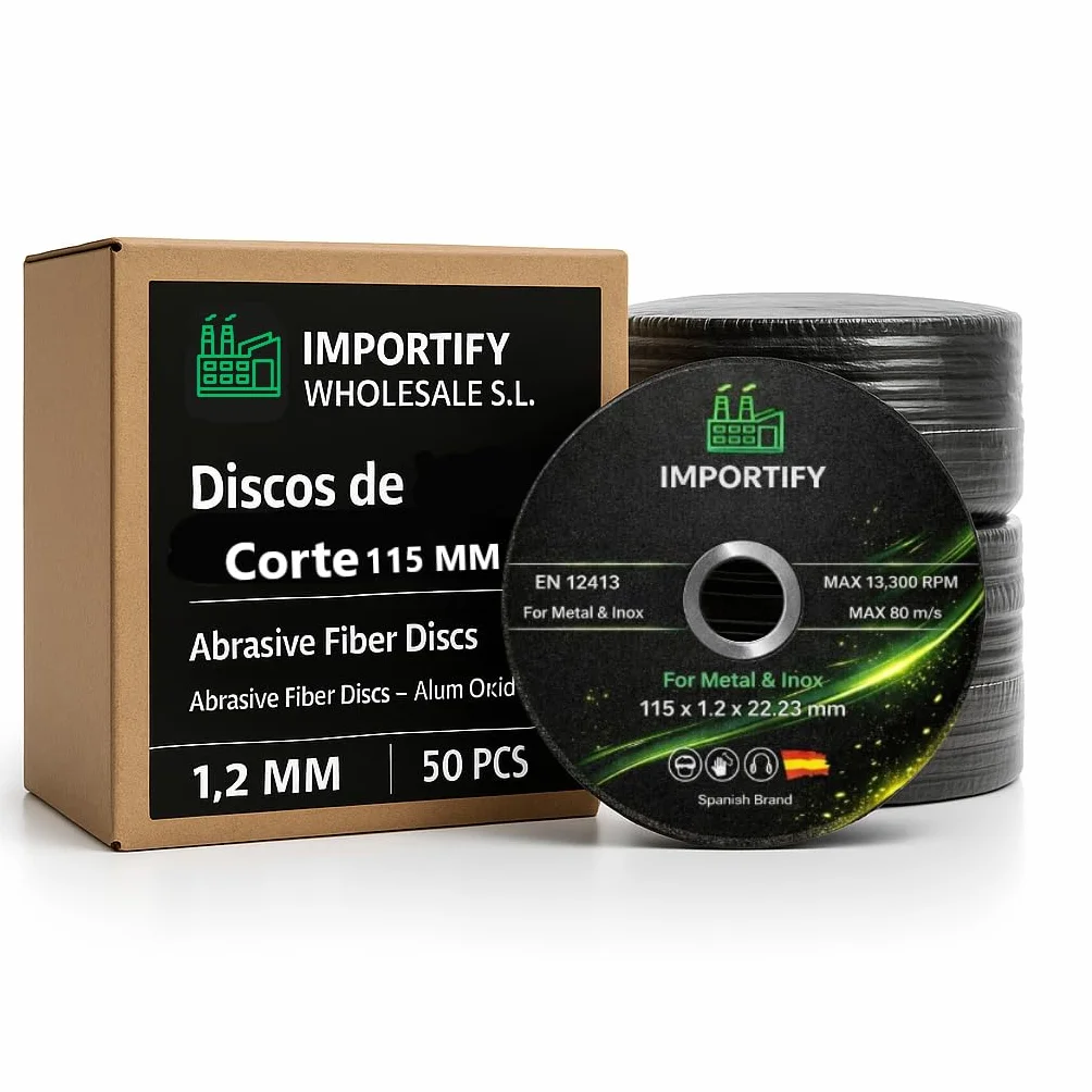 Discos de Corte para Amoladora Angular 115 mm Metal Acero Inox 1,2 mm Pack 50 Unidades
