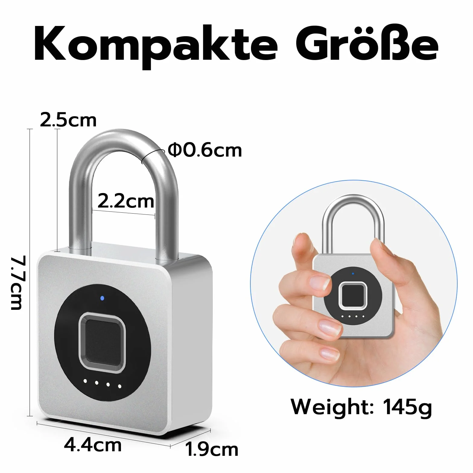 Eseesmart Candado de huella dactilar, candado para gimnasio, Bluetooth con huella dactilar, iOS Watch, resistente al agua, candado para equipaje, almacenes, coche de carga, garaje, taquilla