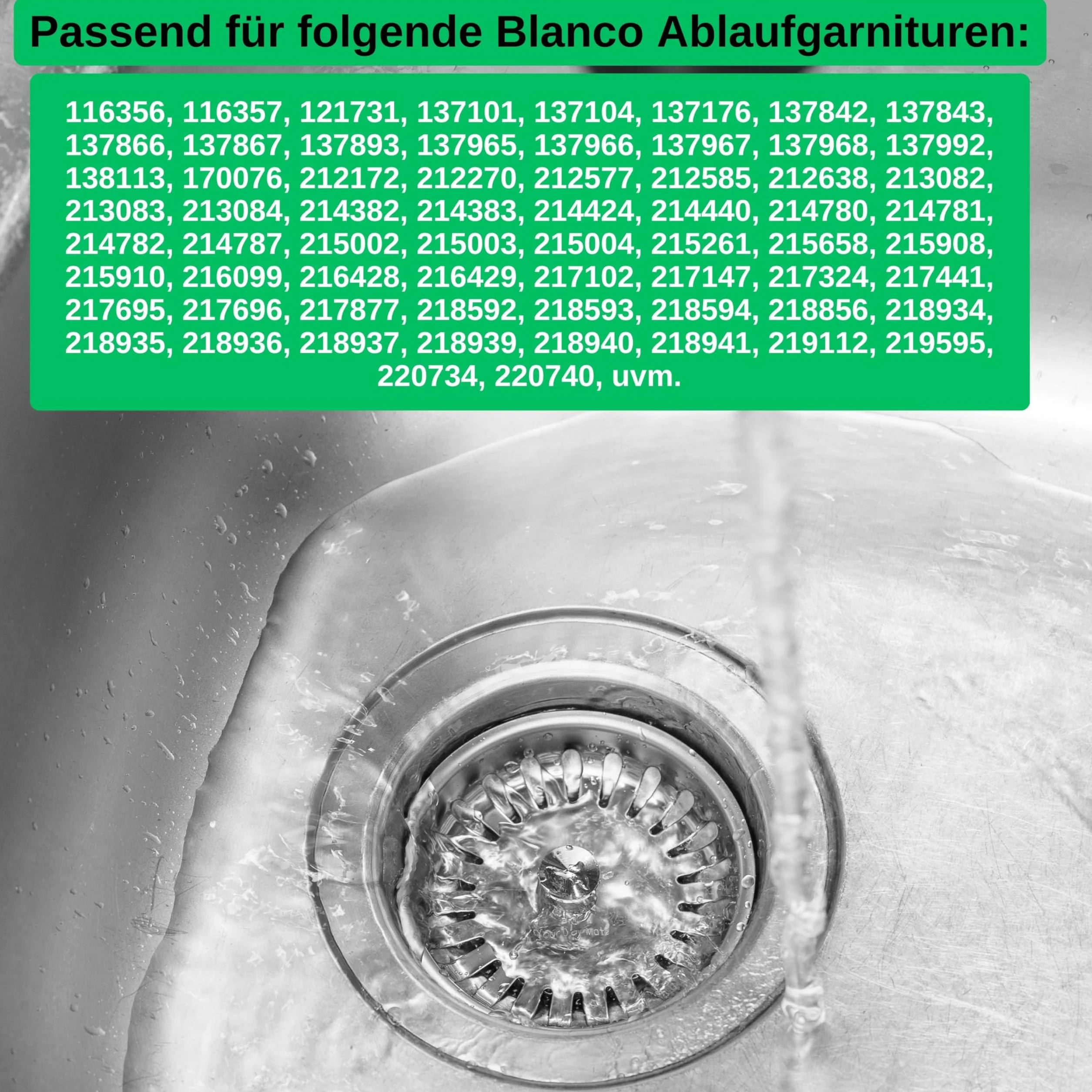 Cesto Colador para Fregadero de Cocina Ø 82 mm Recambio 125555 Compatible 3,5" Blanco 24 Ranuras