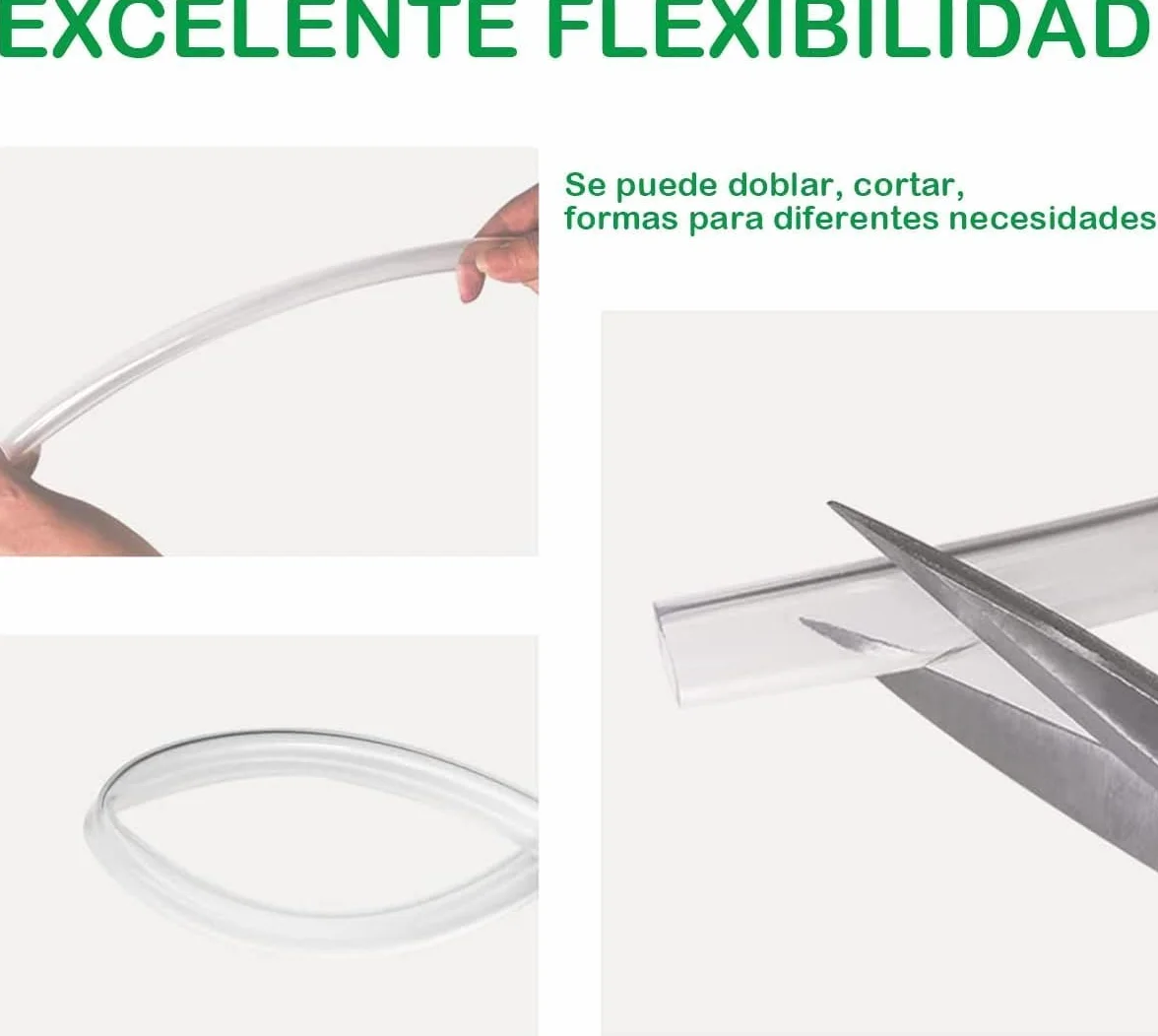 Tubo Flexible Transparente PVC 20 Metros 8mm x 10mm Manguera Nivel Líquidos