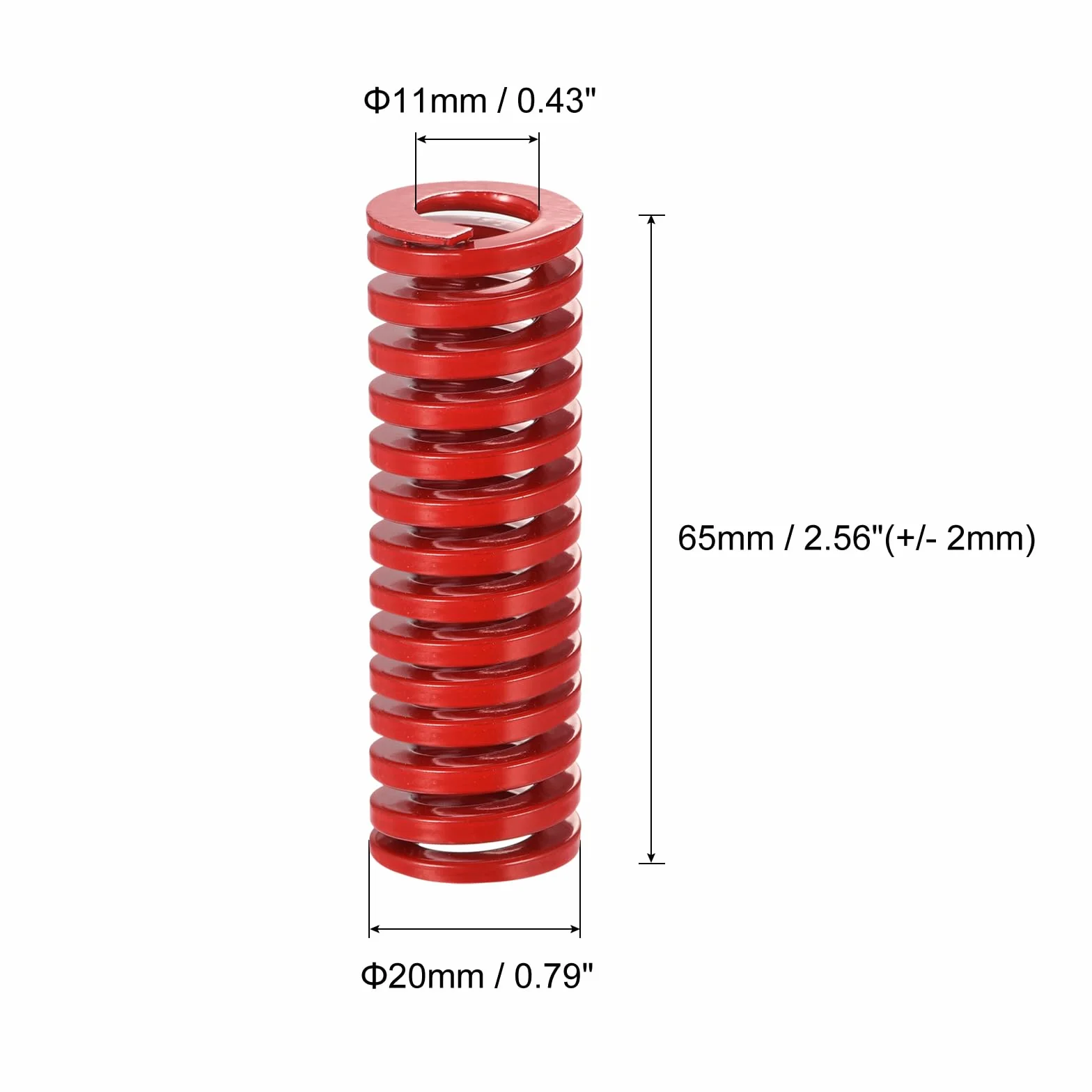 sourcing map 3D Impresora Troquel Resorte, 2uds TM 20mm OD 65mm Largo Espiral Compresión Rojo