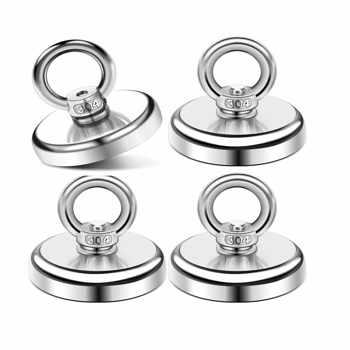 Imanes neodimio 45KG 32mm 4 Piezas con Perno de ojo para exteriores