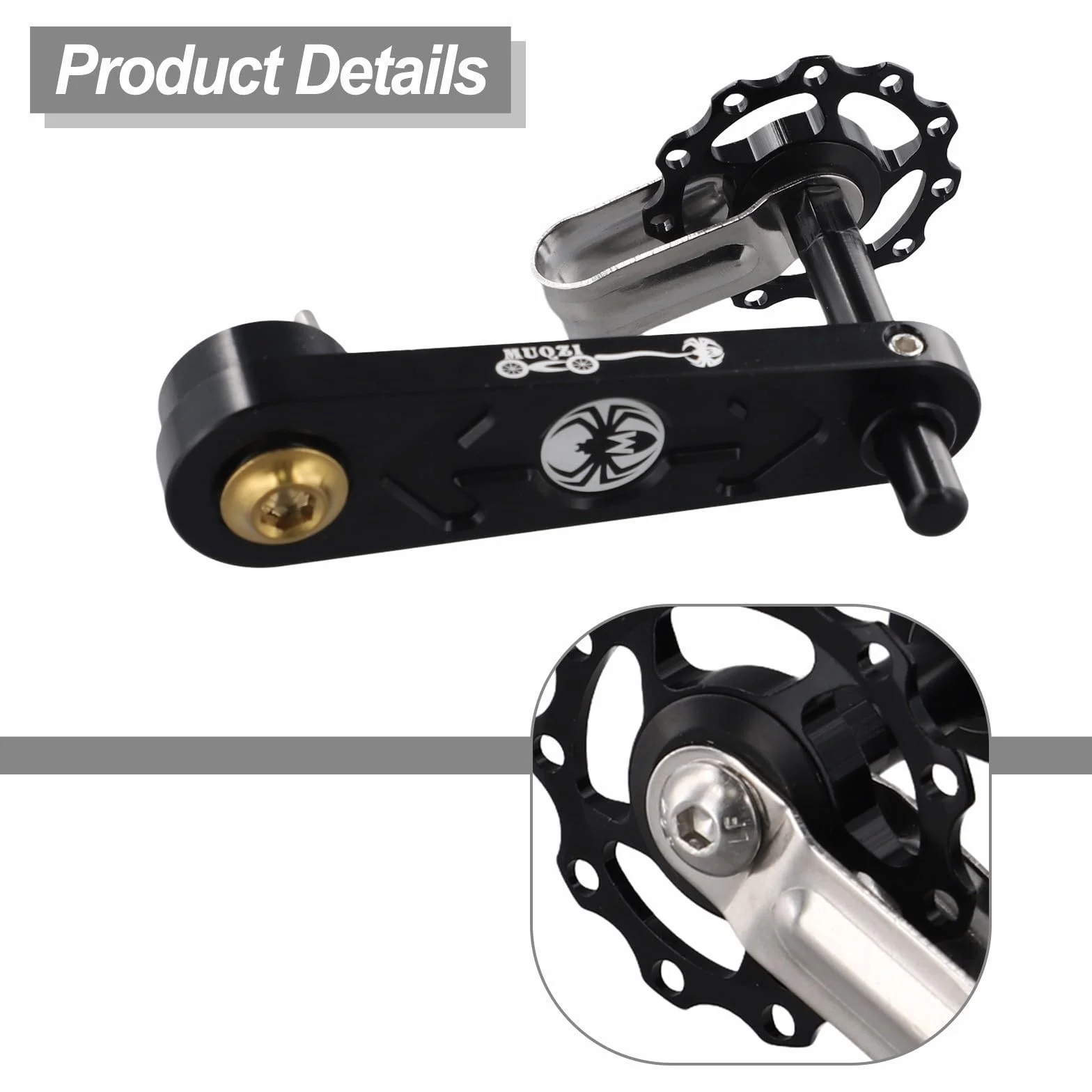 Tensor de cadena de bicicleta MTB Oniissy, adaptador de guía de cadena de una sola velocidad, tensor de rodillo mejorado (negro)