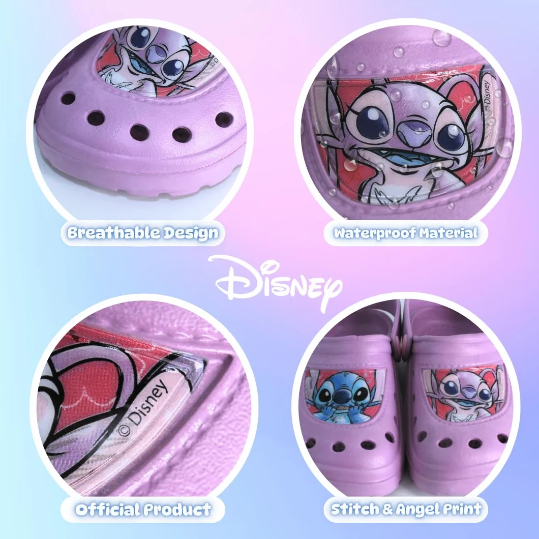 Disney Stitch Zuecos para Niñas, Diseño Stitch y Angel Sandalias de Verano para Niñas, Tallas EU 22 a 33