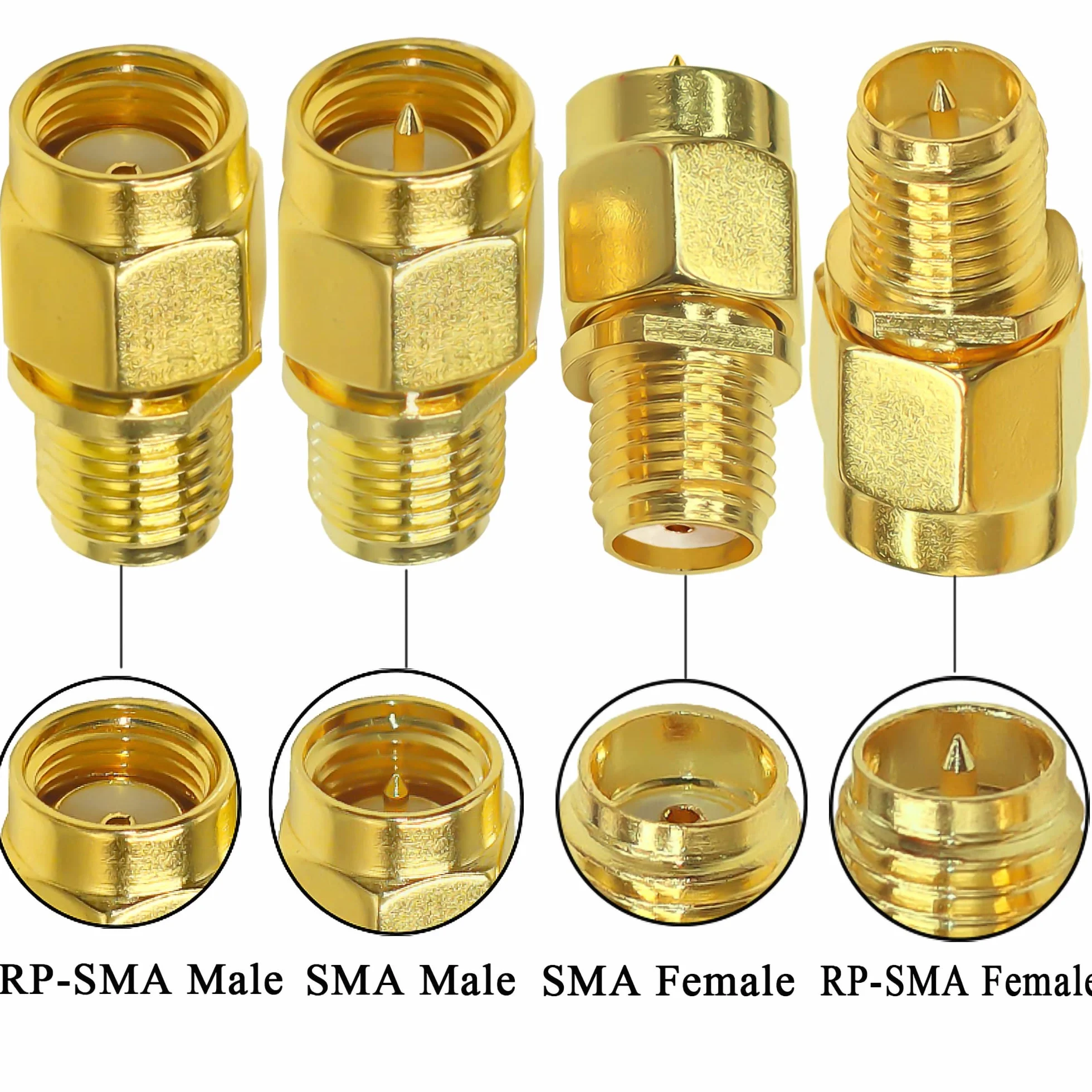 TUOLNK Kit de Adaptador Coaxial SMA Macho a Hembra RP-SMA, Paquete de 4