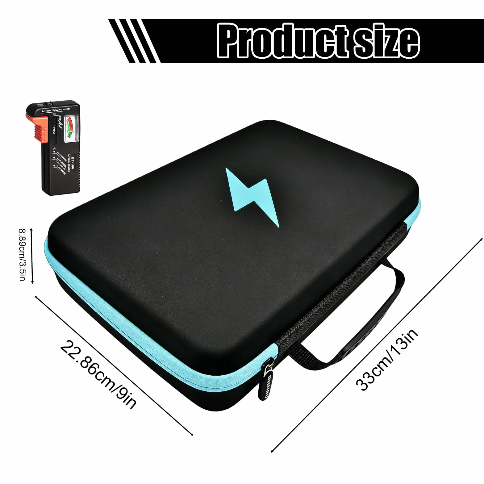 Caja de almacenamiento para pilas organizador 167 pilas AA AAA C D 9 V con probador BT-168