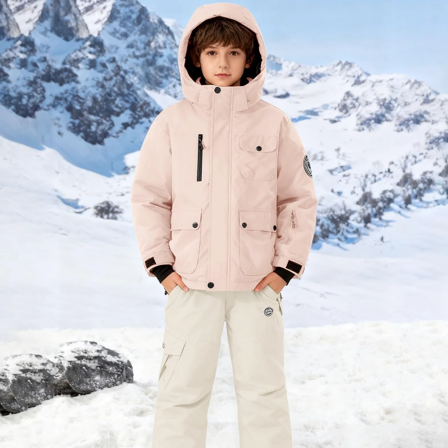 Traje de nieve impermeable para niñas, chaqueta de invierno y pantalones de esquí, 2 piezas, abrigo cálido con overol, conjunto de traje de nieve para niños de 3 a 14 años