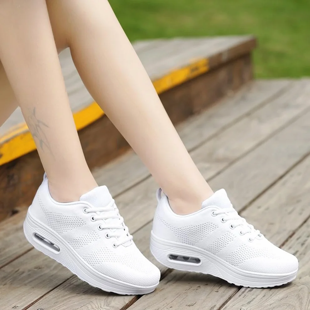 Mujer Zapatillas de Deporte Malla Air Cuña Cómodos Sneakers Mujer Casual Transpirables Running Senderismo Ligero Mesh Zapatillas