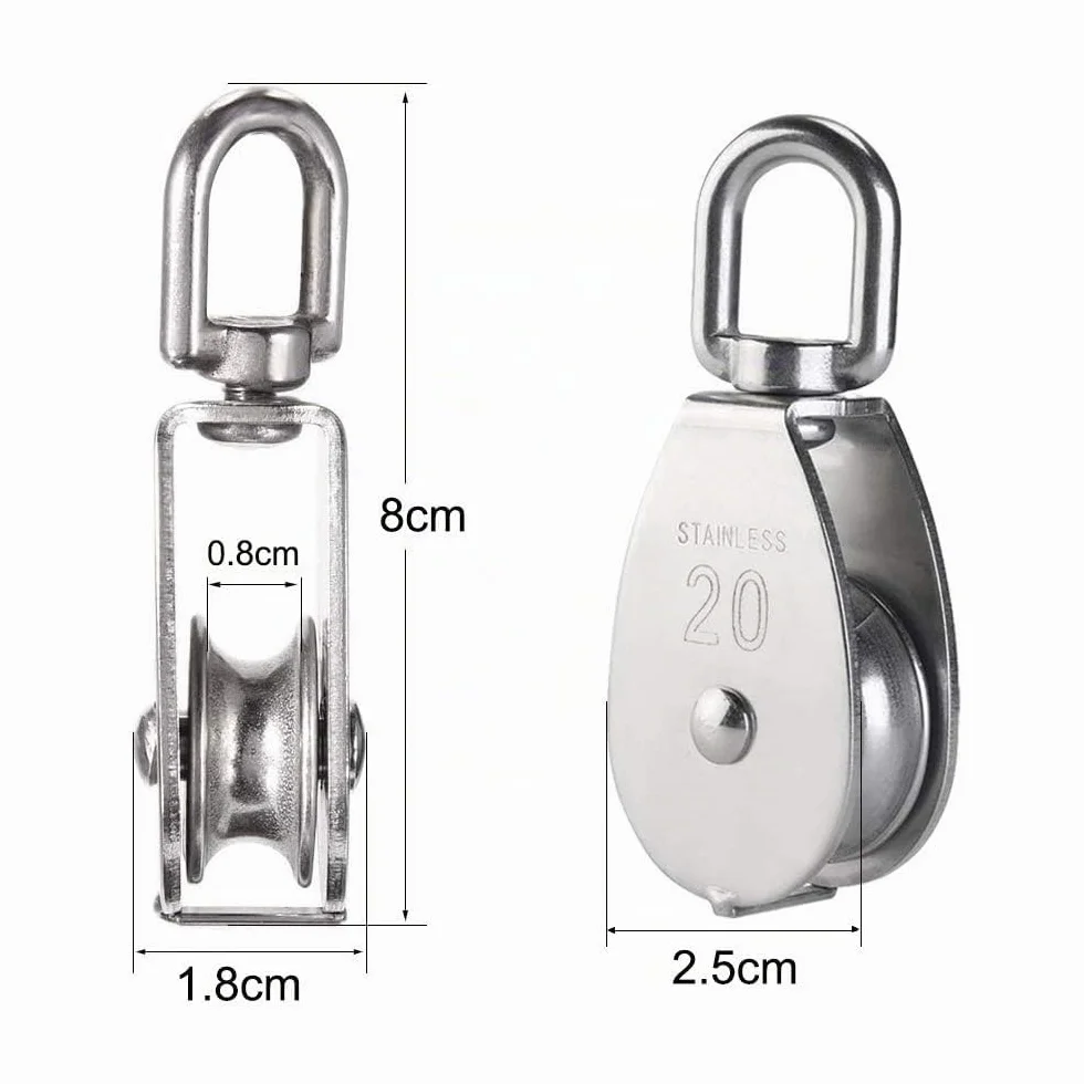 Polea Cuerda M20 Acero Inoxidable 304 Simple Elevación Fijas Exterior Carpas
