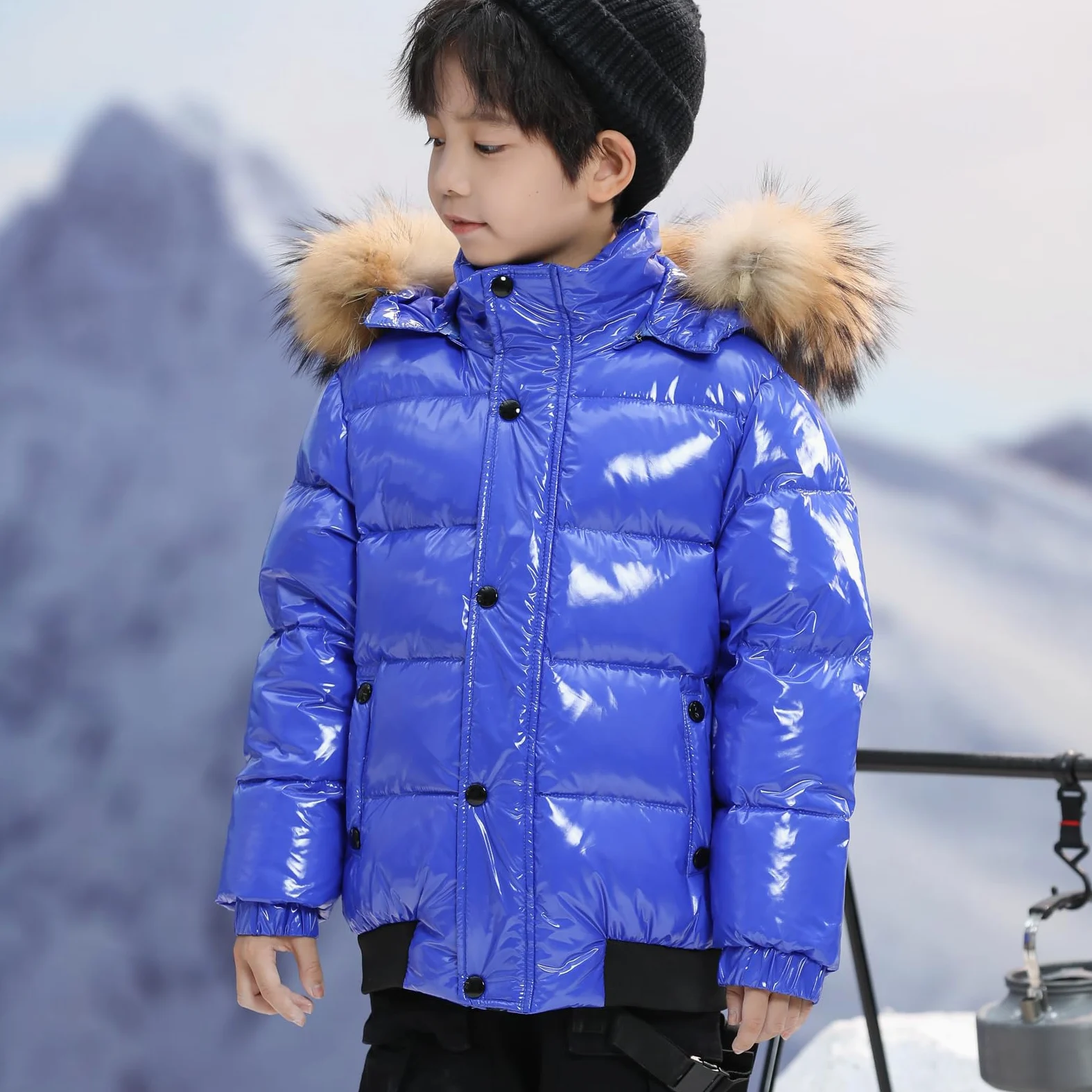 Niños Chaqueta de Plumas con Capucha de Cuello Peludo Arbigo de Invierno Niñas Abrigo Engrosada Cálida