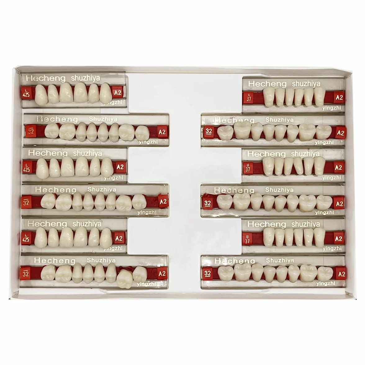 84 piezas dientes falsos dentales completos resina acrílica 3 juegos dientes enteros polímero sintético 23 tonos A2 superior inferior materiales dentales reemplazo bricolaje