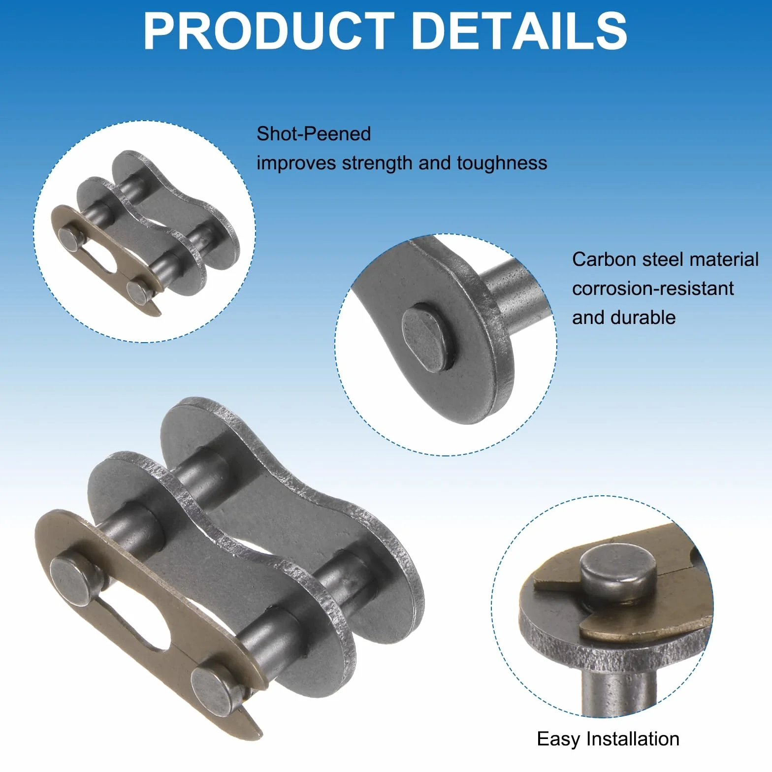 QUARKZMAN 19.05mm Paso Enlaces de Conexión Cadena de Rodillos 12B-1 Acero al Carbono