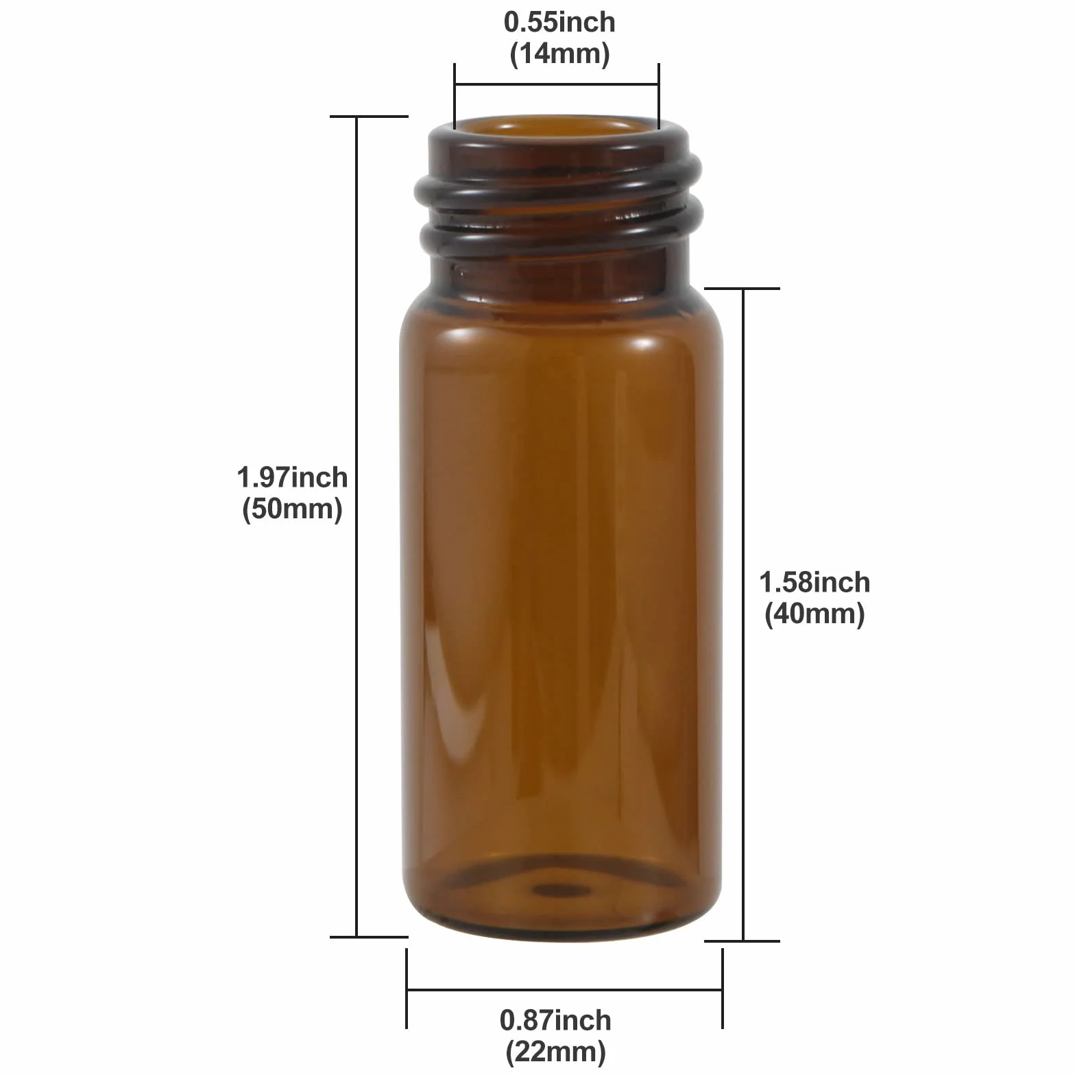 Ámbar Viales de Vidrio 10 ml con Tapones de Rosca, Vial Muestra Líquido, 50 Unidades