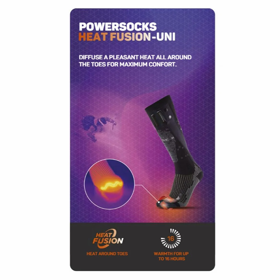 Therm-ic PowerSocks Heat Fusion - Calcetines térmicos sin batería (talla: 45.0-47.0, negro)
