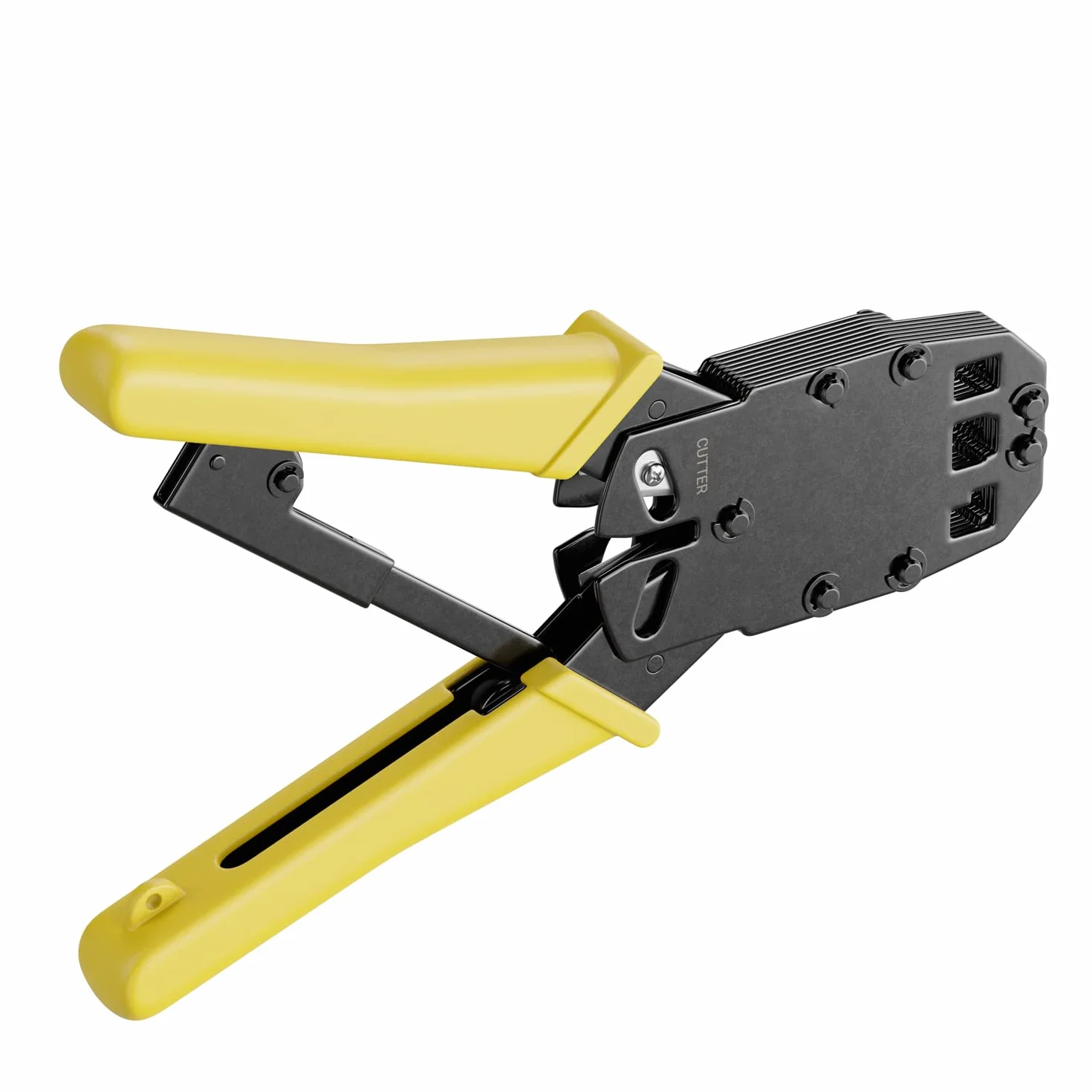 deleyCON Crimpadora RJ45 RJ11 RJ12 8P8C 6P6C 6P4C 4P4C 4P2C Pelacables Cortador Amarillo