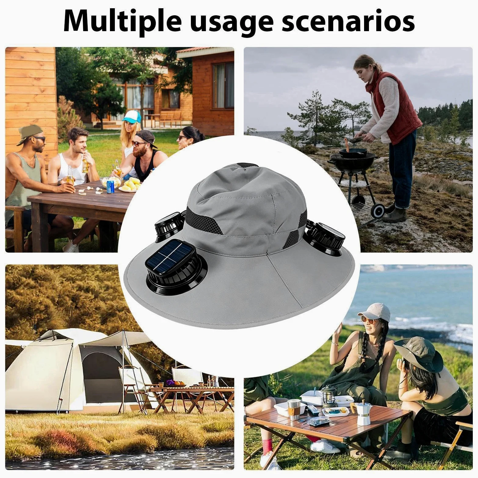 Sombrero Con Ventiladores Energía Solar - Visera De Ala Ancha Ajustable Personal Recargable | Sombrero De Ventilador De Energía Solar Para Pesca, Playa Al Aire Libre, Camping, Verano, Trabajo, Jardine