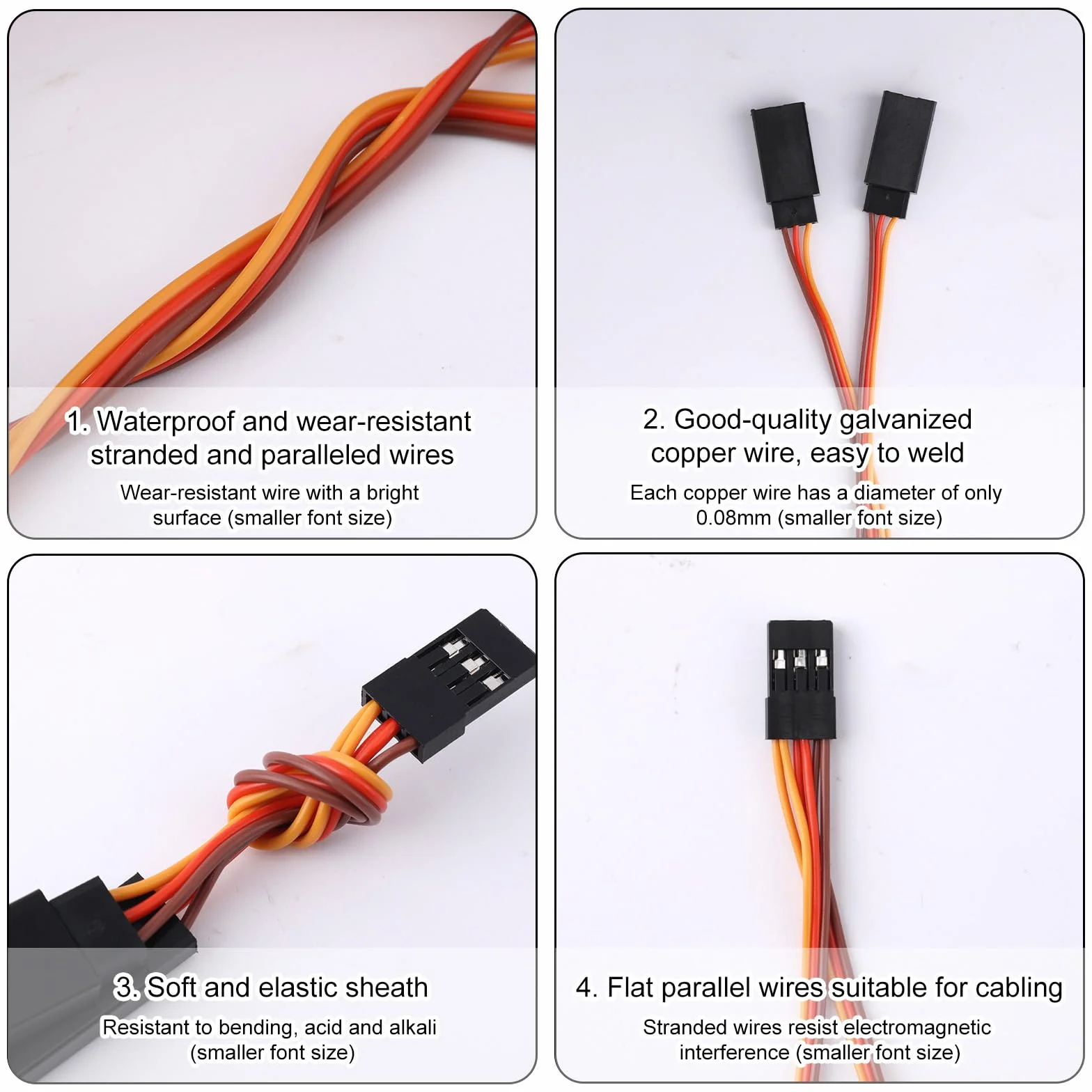 6 Piezas Cable Divisor Servo Y 10 cm Hembra a 2 Machos para JR/Futaba Coches RC Drones